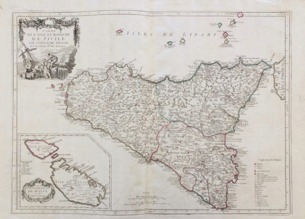 Carte de l’Isle et Royaume de Sicile - Santini Remondini