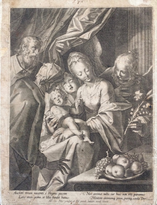 Sacra Famiglia con sant’Anna, due angeli e natura morta - Sadeler Egidius