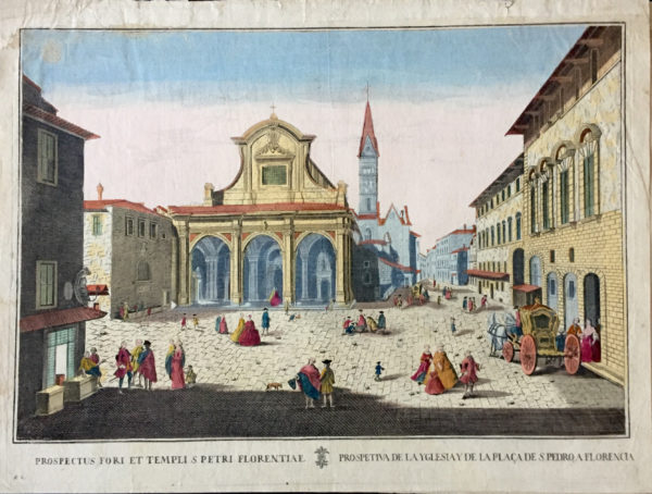 Prospectus Fori et Templi S. Petri Florentiae. Prospetiva de la Yglesia y de la Plaza de S. Pedro a Florencia. - Remondini